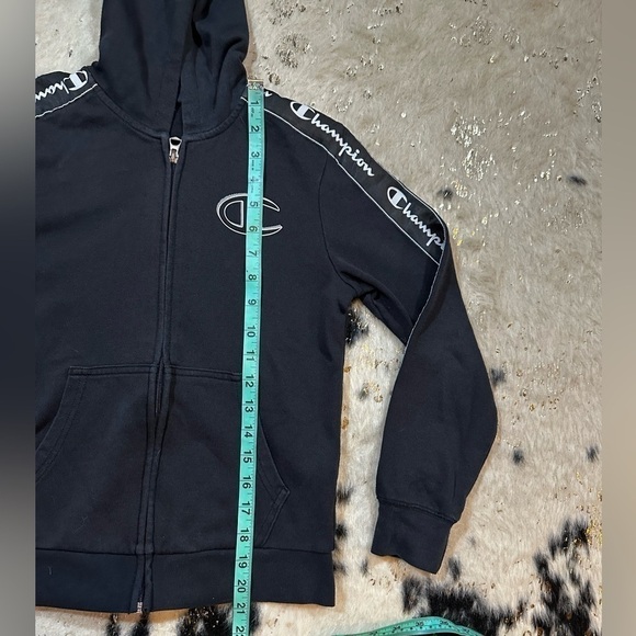 Champion Kid's Youth Black Full Zip Hooded Jacket Size Medium 9/10 - Picture 3 of 7